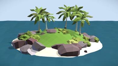 tropical island - buy royalty free 3d model katerina novakova katerinanovakova e83e077 ocean sand palmtree low-poly environment 3d print model - Mito3D