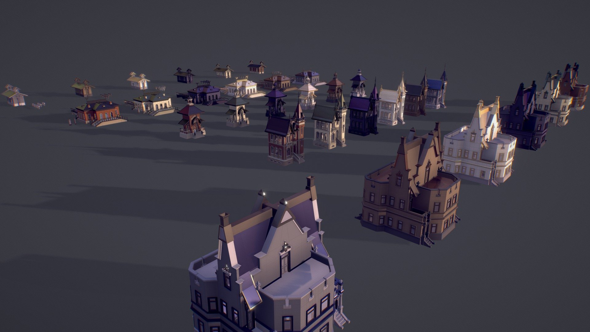 victorian style village low poly - buy royalty free 3d model larolei strix567 71668ca collection 114 models houses mansions churches other small architectural formsthis set also includes optimized gazebos banqueting fences doors full list all mansion stone 16 098 p 20 336 gazebo 11 142 pavilion house 8 484 church wooden 2 269 fence type 1 46 68 3 112 door forged 162 glass 122 105 195 4 5 metal 204 275 arch 130 115 included formats max 3ds 2016 blend blender 281 fbx obj stl 3D print model - Mito3D