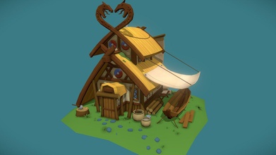 viking ship builder's house - download free 3d model arthur krut opticube 46e85bc 3d print model - Mito3D