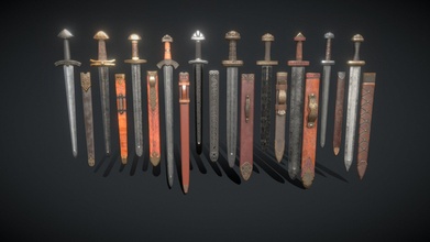 Wikinger Schwerter set01 Kaufen Lizenzgebühren frei 3d Modell Zilbeerman 1a41964 3d print model - Mito3D