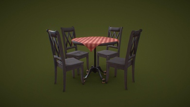 Weinlese-Café-Tisch-set - kaufen Sie royalty-free-3d-Modell steele steelefrau 5e2cd63 Unterteilung Glättung freundlichen quad-geometrie low-poly-game-render-ready 3d print model - Mito3D