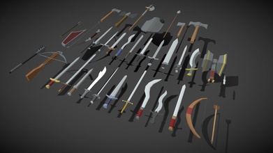 weapon set lowpoly swords - buy royalty free 3d model blumbum productions 3307d5c 3d print model - Mito3D