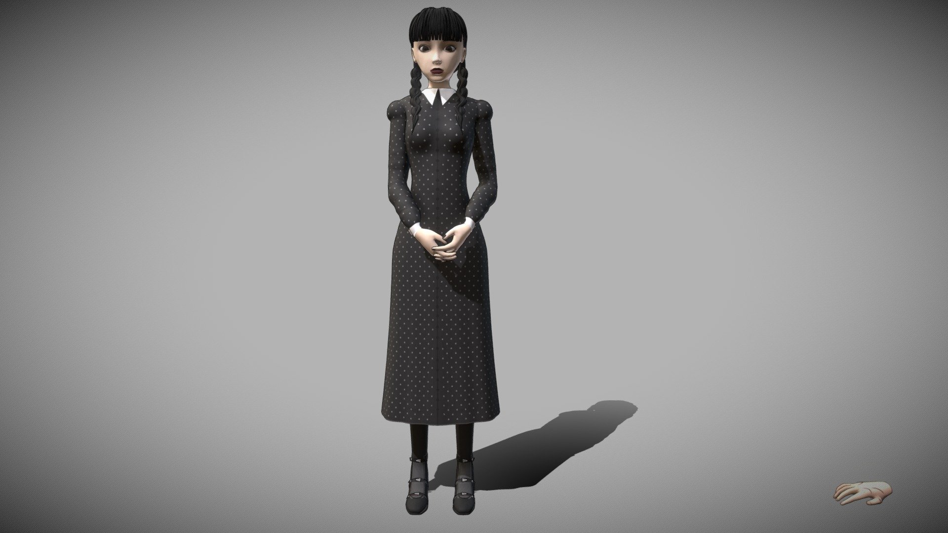 Çarşamba Addams satın almak telif Bedava 3d model edjan toon aile gotik Kadın Kostüm oyunu karakter kız kadın karanlık anime cadılar bayramı ürpertici siyah hileli el korku addams family Addamsfamily çarşamba günü 3D print model - Mito3D