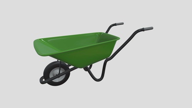 wheelbarrow - buy royalty free 3d model edplus e89f74e subdivision level 2 mirrored textures 32 x six colors texture green dark light grey materials metal rubber rigged formats stl obj fbx dae origin located bottom-center polygons 183696 vertices 92366 hope you enjoy 3d print model - Mito3D