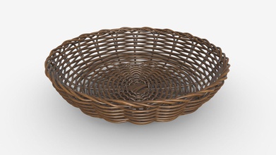 wicker basket dark brown - buy royalty free 3d model hq3dmod aivisastics 54815ee 3d print model - Mito3D