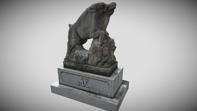 wild boar statue kyoto goou jinja - download free 3d model stephane vogley sayavog f4997d1 3d print model - Mito3D