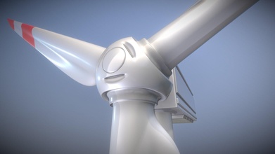 Wind Turbine 2 animiert high poly Ausführung Kaufen Lizenzgebühren frei 3d Modell vis all Grün Leistung Außen Energie Generator Elektrizität Industrie Öko reinigen 3d print model - Mito3D
