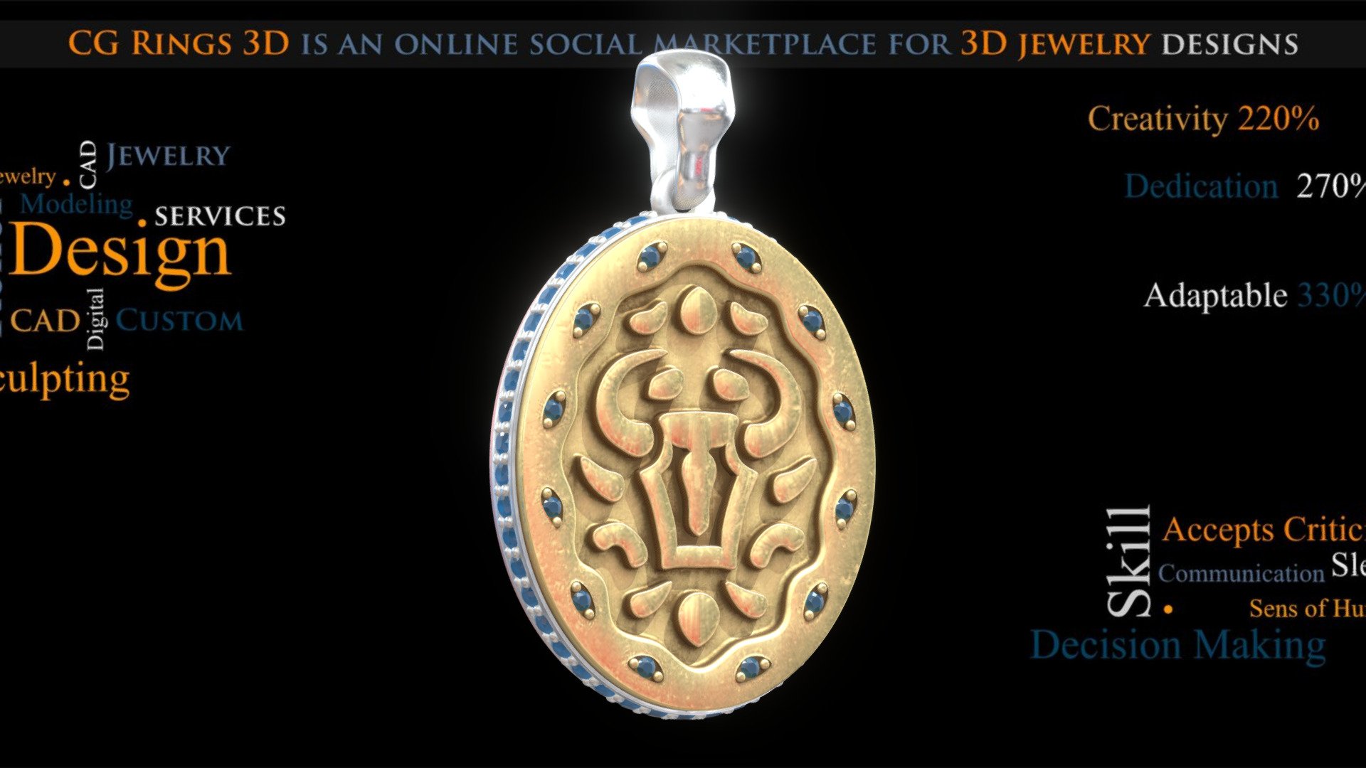 women's taurus zodiac pendant - 3d model cg rings cgrings3d 0c34537 3D print model - Mito3D