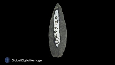 xfp-99 basalt end-blade sanak island alaska - download free 3d model global digital heritage globaldigitalheritage 74559e4 small cat xfp-99-20 xfp-099 late prehistoric contact period site south side dominated classic nucleus-satellite house styles peninsula unimak 10 36 depressions large communal houses one c14 date 1500 -1800 ce these artifacts were scanned either faro edge arm minolta vivid 9i processed geomagic polyworks 4-8 photos used texture zbrush presented result research conducted under grants nsf 0326584 0508101 1139266 1321411 h maschner principal investigator original digitizing work done ivl id st univ subsequent processing completed fieldwork analysis permission collaboration pauloff harbor tribe corporation 3d print model - Mito3D