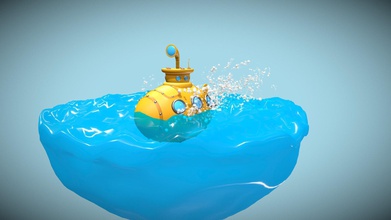 yellow submarine - buy royalty-free modello 3d bdrangova a3d68e1 sottomarino giallo inserito scene in acqua bolle intorno ad esso facile integrare animate parti di d'acqua può rimuovere, utilizzare solo il 3d print model - Mito3D