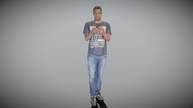 young african-american man phone 242 - buy royalty free 3d model deep3dstudio a7991eb 3d print model - Mito3D