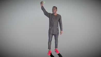 Jeune africain homme fabrication selfie 208 acheter royalties libre 3d modèle deep3dstudio 5e4d529 3d print model - Mito3D