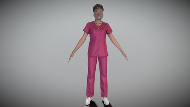 young african nurse ready animation 289 - buy royalty free 3d model deep3dstudio 988b96f 3d print model - Mito3D