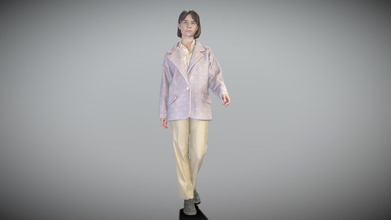 young woman grey jacket walking 251 - buy royalty free 3d model deep3dstudio 1bafc9e 3d print model - Mito3D