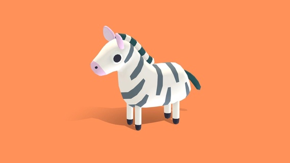 zebra - quirky wacky series buy royalty free 3d model omabuarts studio cute animals low poly animated simple rigged 3d print model - Mito3D