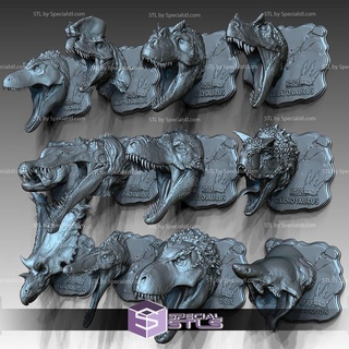 12 dinossauro cabeças pacote 3d print model - Mito3D