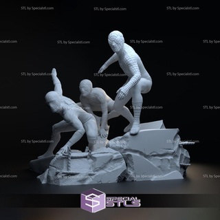 3 homme araignée diorama v3 3d impression modèle stl dossiers 3d print model - Mito3D