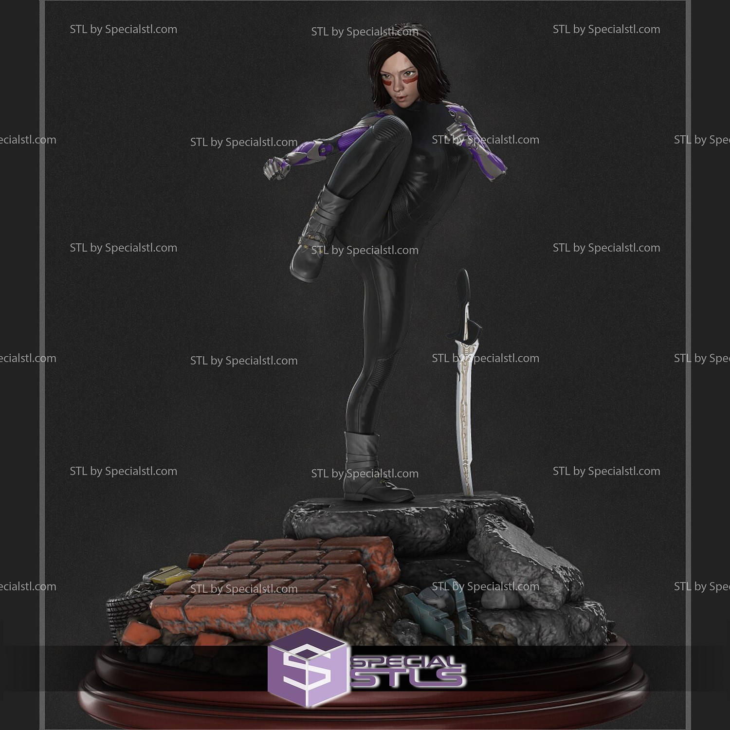 alita action pose 3D print model - Mito3D