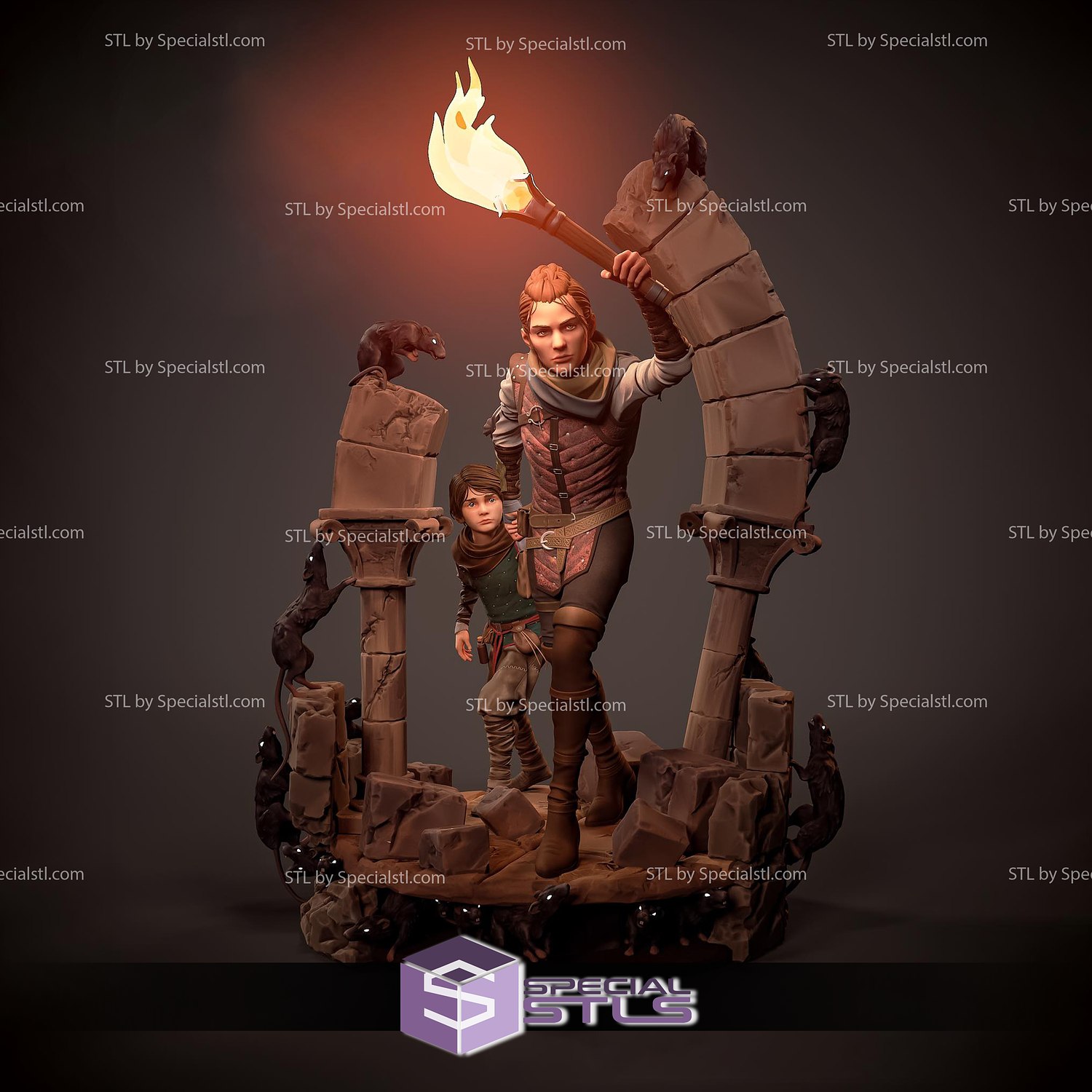 amicia hugo 3d printable plague tale stl files 3D print model - Mito3D