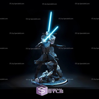 anakin Skywalker obi pálido Kenobi 3d impressão estatueta Estrela guerras stl arquivos 3d print model - Mito3D