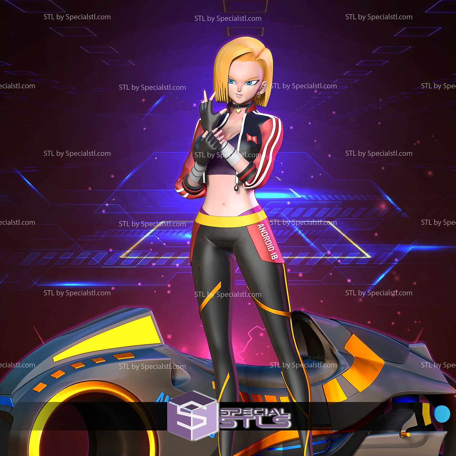 android 18 racer motor 3d printable dragonball 3D print model - Mito3D