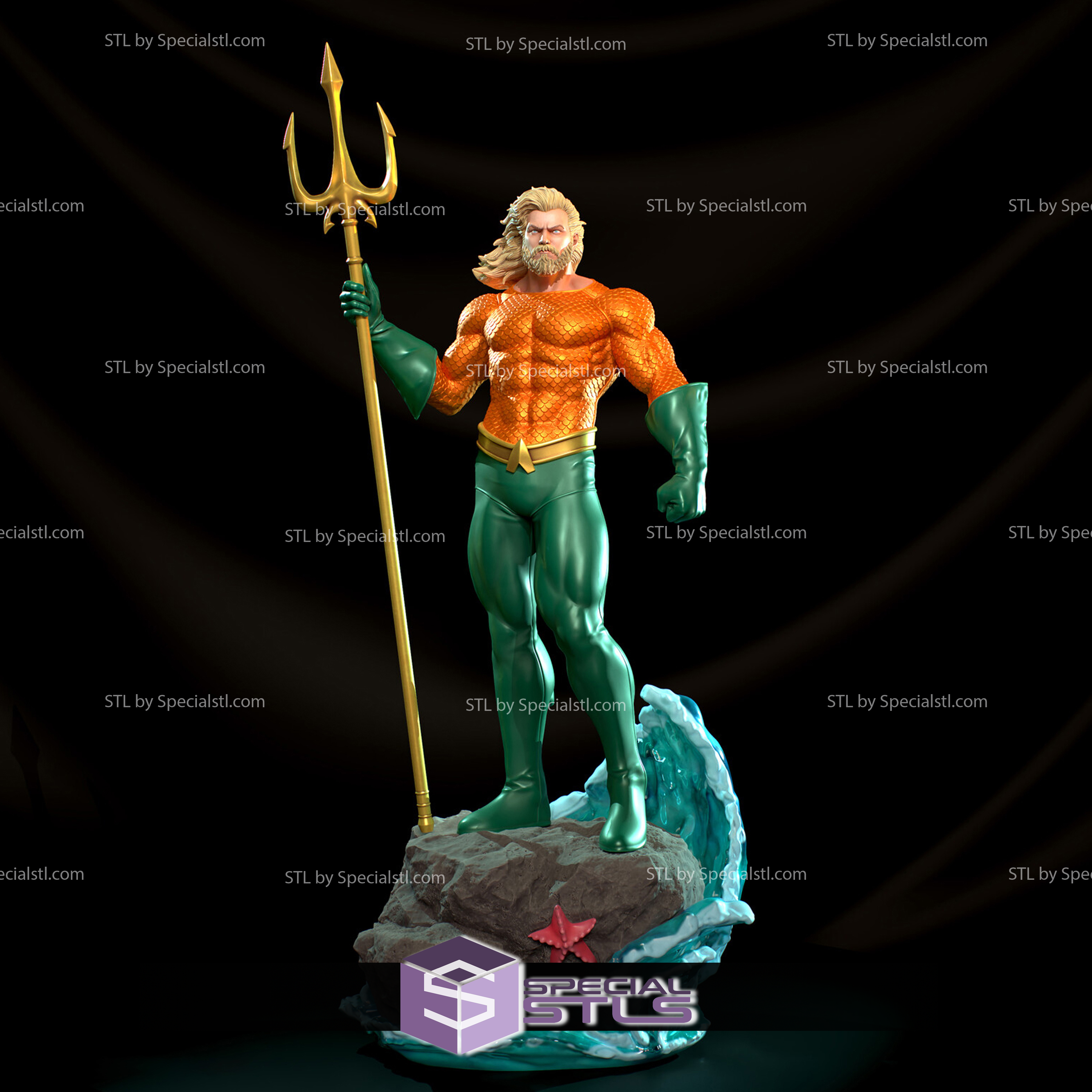 Aquaman tridente 3d impresión figurilla 3D print model - Mito3D