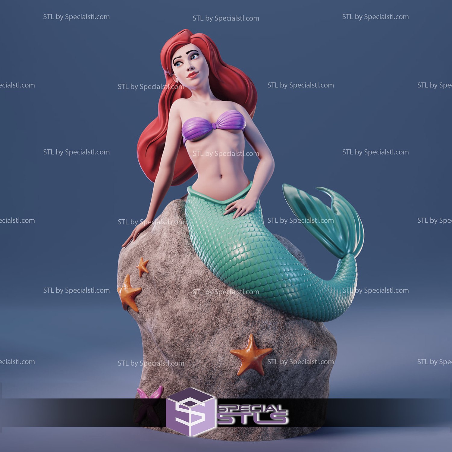 ariel calcolo base 3d Stampa stl sirena 3D print model - Mito3D