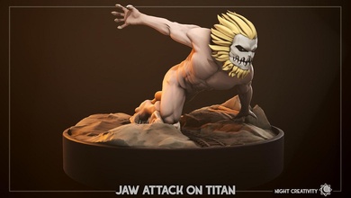 ataque titanes mandíbula figurilla 3d print model - Mito3D