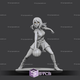 basquetebol menina Admirador arte pronto 3d impressão 3d print model - Mito3D