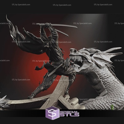 batman ninja vs palhaço dragão 3d impressão estatueta especial 3d print model - Mito3D