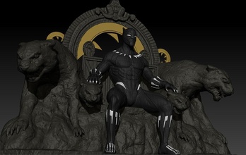 noir panthère trône merveille 3d print model - Mito3D