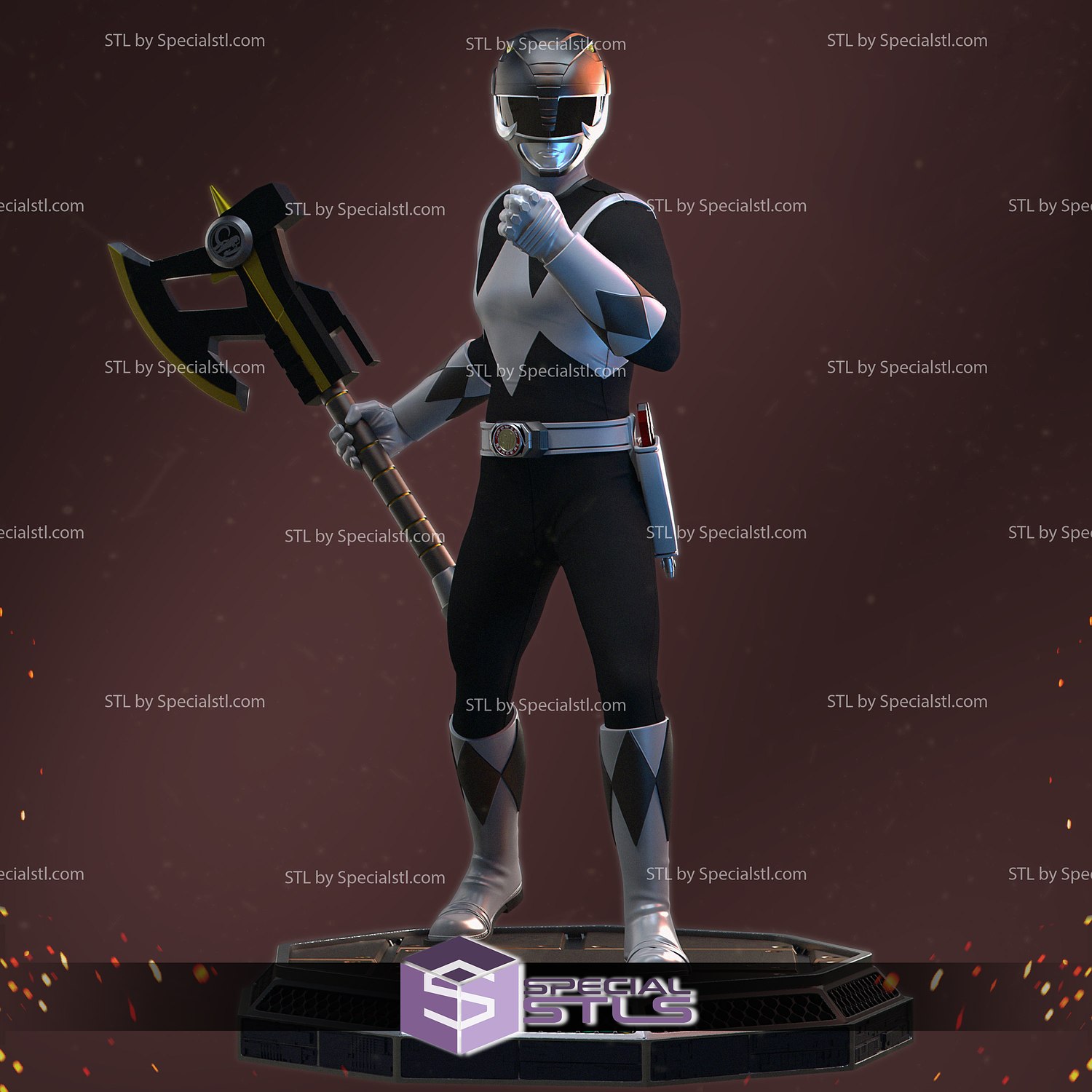 nero ranger 3d stampa modello potente morphin energia stl File 3D print model - Mito3D