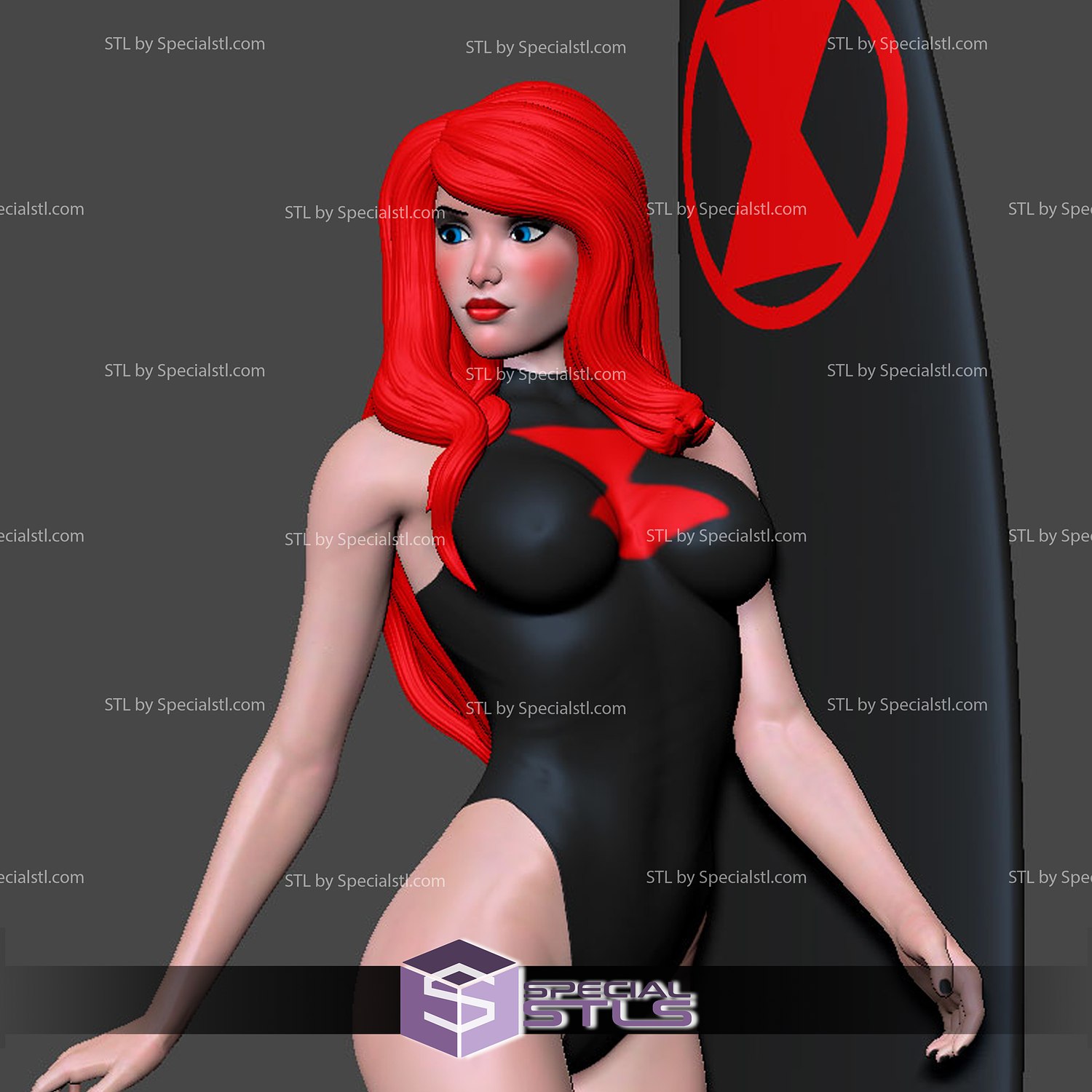black widow surfing outfit marvel 3D print model - Mito3D