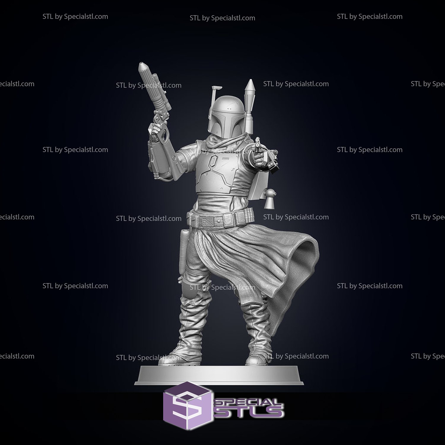 boba fett standing two gun 3d print stl files 3D print model - Mito3D