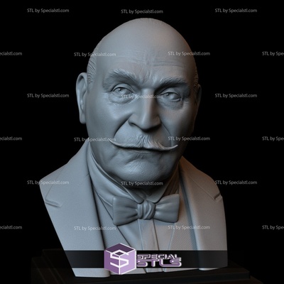 bust portrait stl collection - hercule poirot david suchet specialstl 3d print model - Mito3D