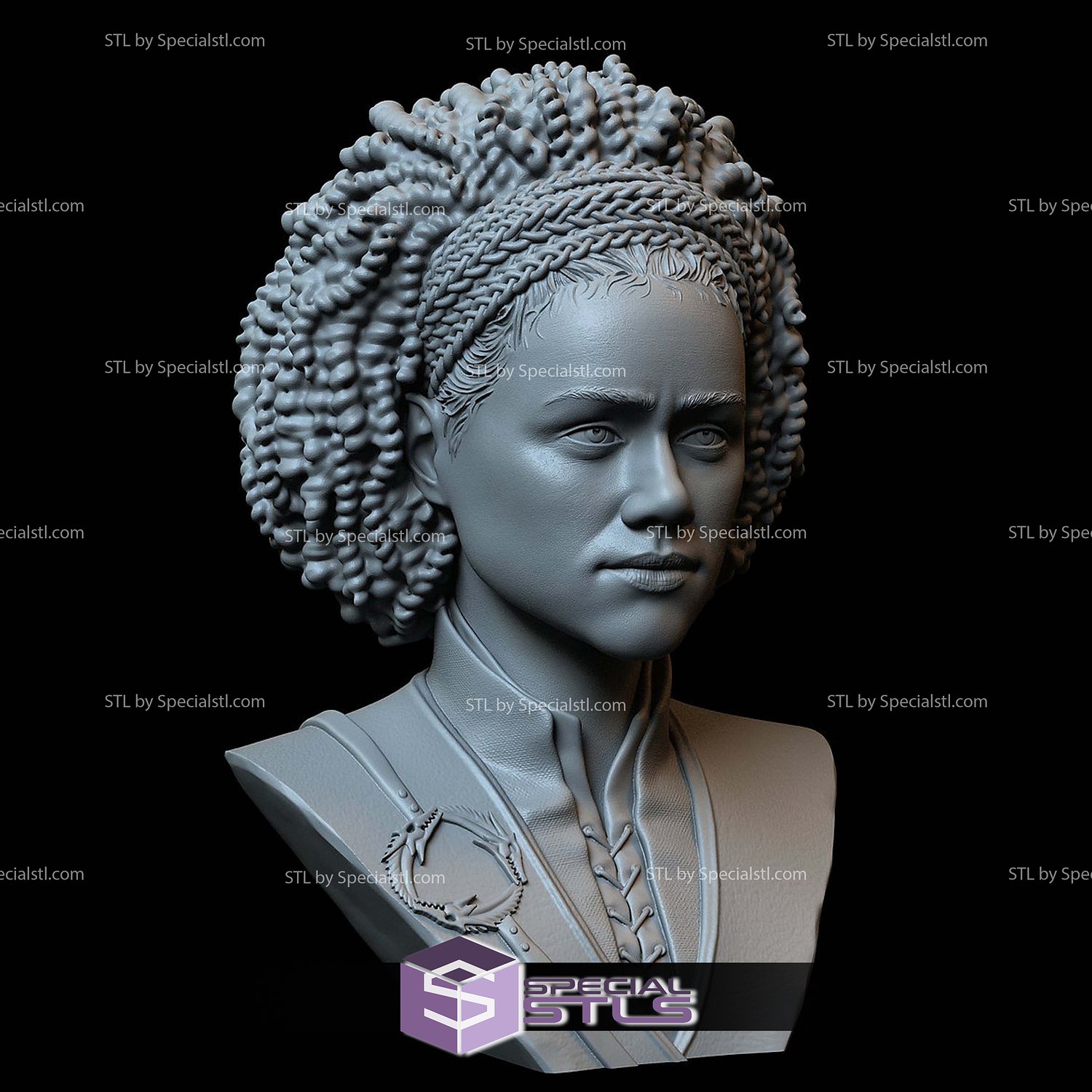 bust portrait stl collection - missandei nathalie emmanuel specialstl 3D print model - Mito3D