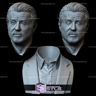 buste portrait stl collection Sylvestre stallone dossiers 3d print model - Mito3D