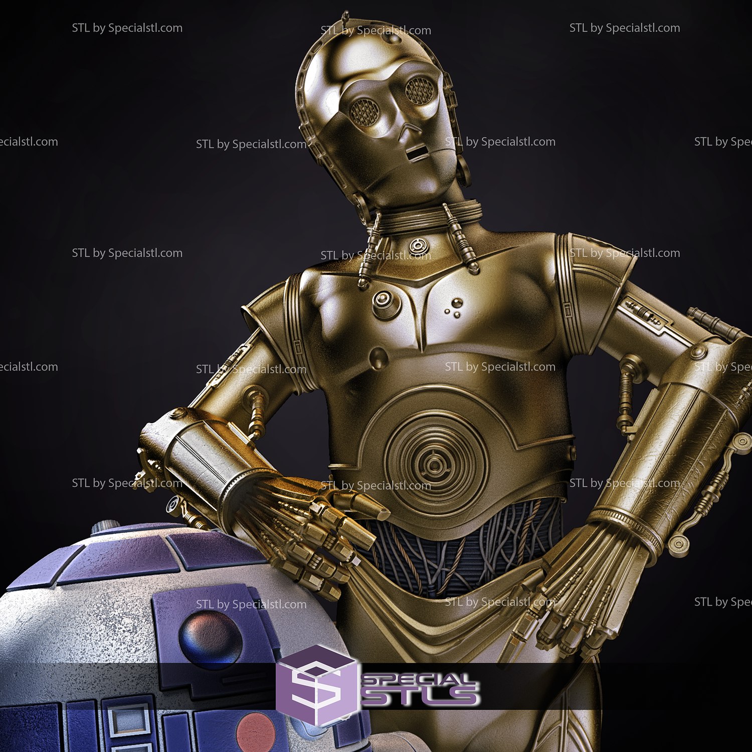 c3po r2d2 3d model starwars 3D print model - Mito3D