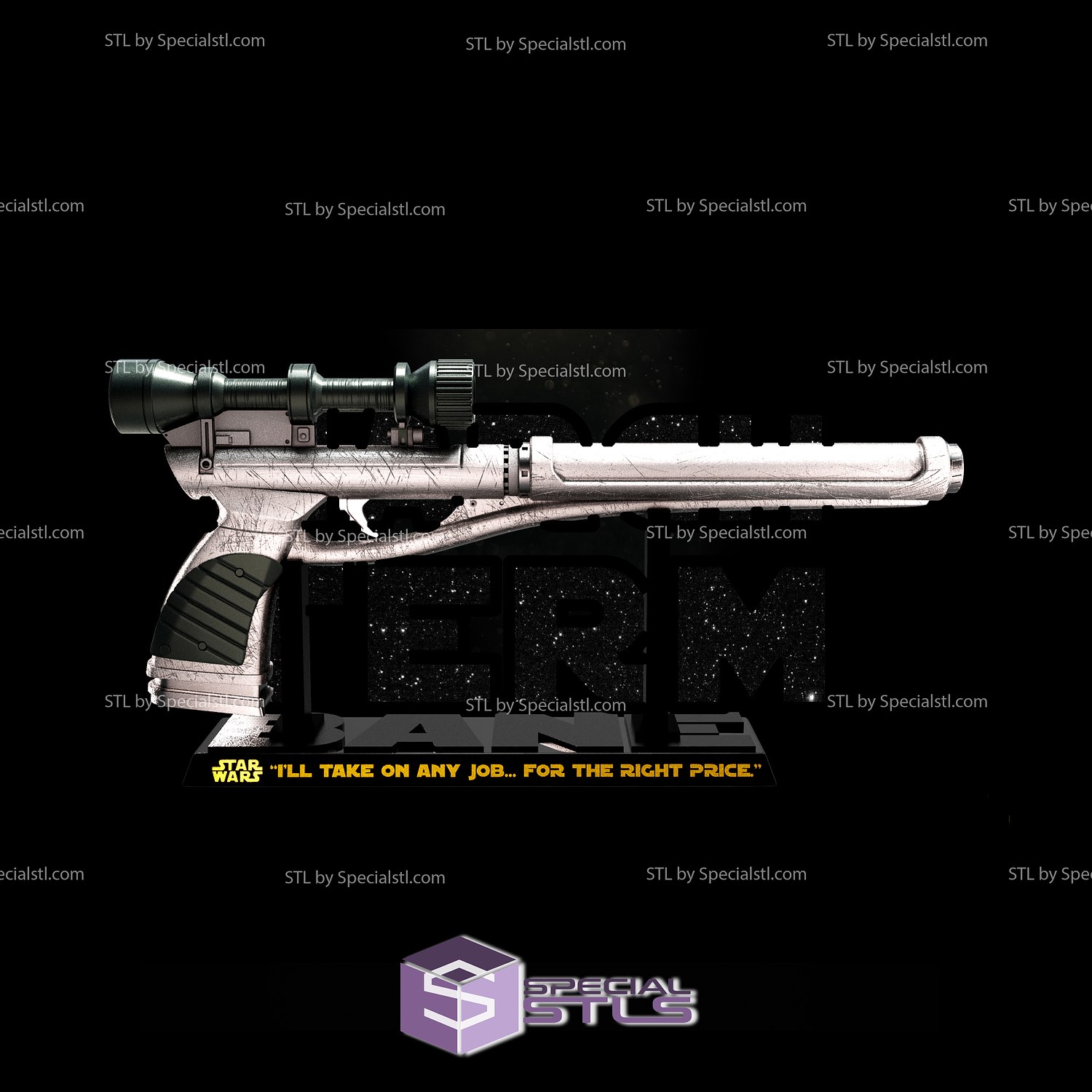 cad bane blasters ll-30 star wars 3d models 3D print model - Mito3D