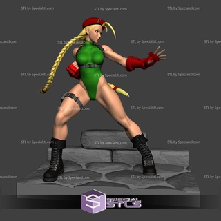 cammy action pose v2 3d printing figurine strret fighter stl files 3d print model - Mito3D