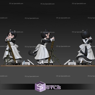 fille chat mortier Femme ménage fanart 3d impression figurine stl dossiers 3d print model - Mito3D