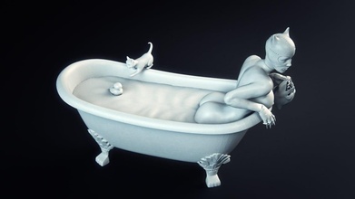 mulher Gato banheira dc 3d print model - Mito3D