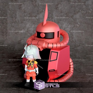 verkohlen aznable Chibi 3d Drucken Figur Gundam stl Dateien 3d print model - Mito3D