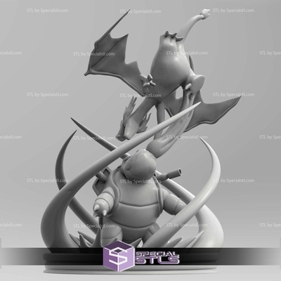 sihirbaz vs blastoz pokemon dijital heykel özel 3d print model - Mito3D