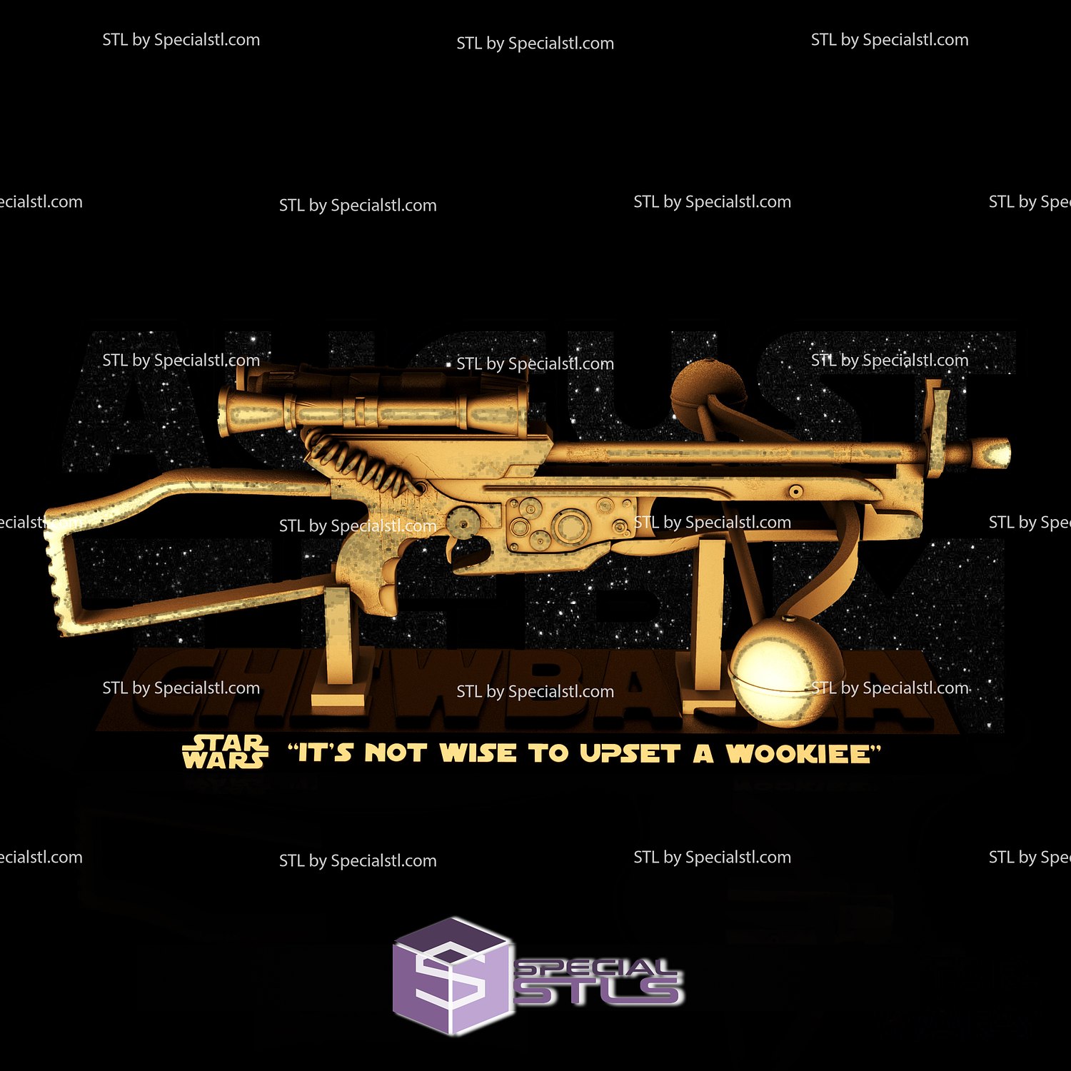 chewbacca bowcaster guerres étoiles 3d modèle 3D print model - Mito3D