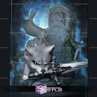 chibi ótimo cinzento Lobo sif Sombrio almas 3d print model - Mito3D