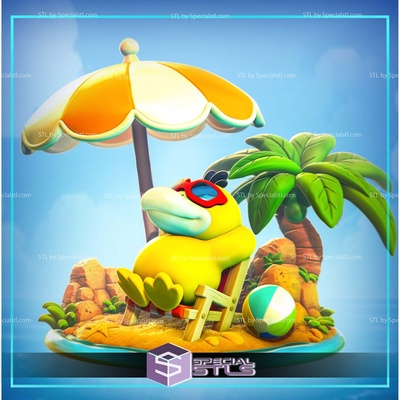 chibi psyduck tatil pokemon dijital heykel özel 3d print model - Mito3D
