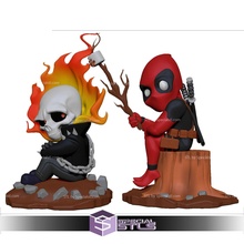 chibi stl collection - ghost rider deapool 3d print model - Mito3D