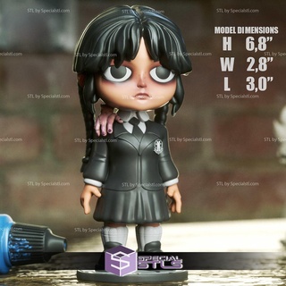 chibi stl collezione mercoledì Addams 3d stampa 3d print model - Mito3D