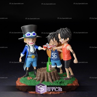 childhood ace luffy sabo 3d printing model one piece stl files 3d print model - Mito3D